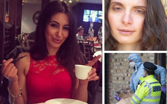 Sabrina Kouider, left, is one of two people charged with murdering an 'au pair' named locally as Sophie Lionnet, top right, after a body was found in a Southfields garden, bottom right - Facebook and Peter Macdiarmid/LNP