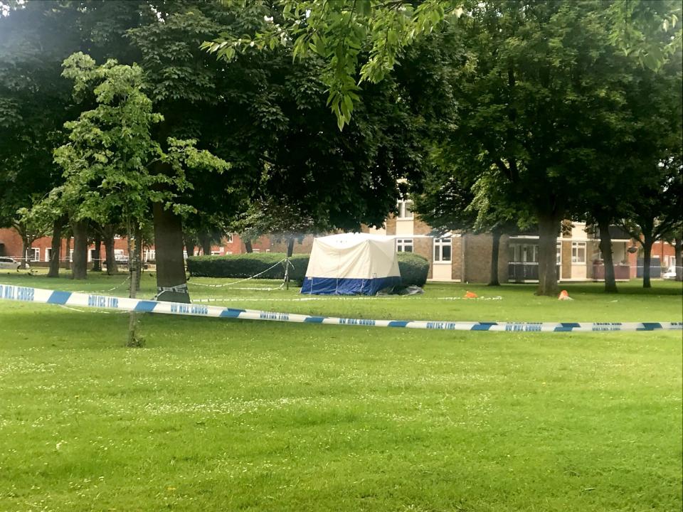 A police tent near to the scene in Wandsworth (PA)