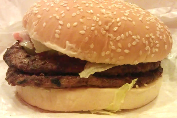 <div class="caption-credit"> Photo by: Credit: flickr/ Nilufer Hajra</div><br> 4) Burger King <br> <b>Double Whopper with Cheese (left) </b> <br> Fat: 65 grams <br> Calories: 990 <br> Sodium: 1,480 milligrams <br> <br> <b>Triple Whopper with Cheese</b> <br> Fat: 82 grams <br> Calories: 1,230 <br> Sodium: 1,550 milligrams <br> <br> <b>TENDERCRISP Chicken Sandwich</b> <br> Fat: 45 grams <br> Calories: 750 <br> Sodium: 1,560 milligrams <br>