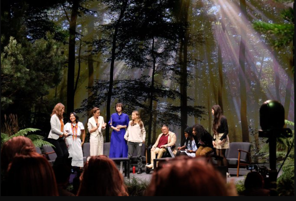 Greta Thunberg, Emma Watson, Vanessa Nakate and other young climate activists talk at The New York Times’ Climate Hub  (Christophe Domec)