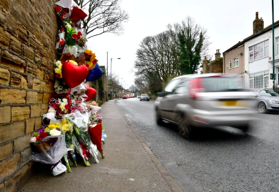 Flowers lie at the scene of the crash that killed 19-year-old Brad Aldridge. (SWNS)