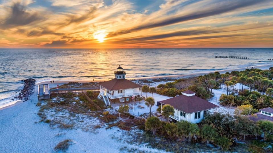 boca grande lighthouse orange sunset