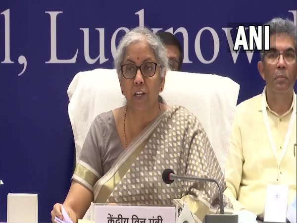 Union Finance and Corporate Affairs Minister Nirmala Sitharaman in Lucknow (Photo/ANI)