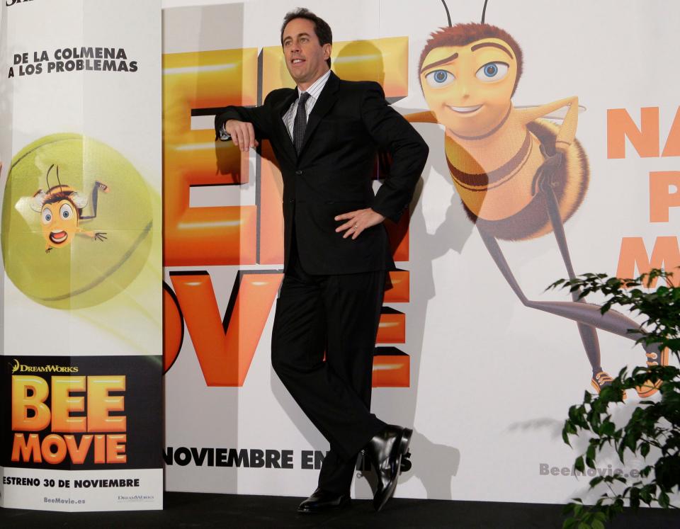 Jerry Seinfeld poses for photographers during the presentation of "Bee Movie" in Madrid on Nov.28, 2007.