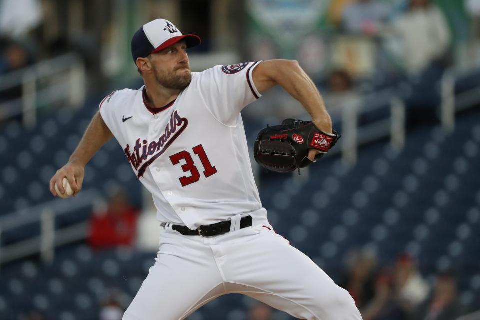 Max Scherzer, seen pitching for the Washington Nationals at FITTEAM Ballpark of the Palm Beaches in West Palm Beach in 2020, now calls Jupiter home.