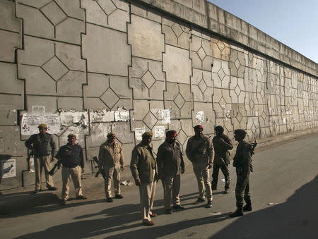 Indian security personnel stand guard outside the Indian Air Force (IAF) base at Pathankot in Punjab, India, January 2, 2016. REUTERS/Mukesh Gupta