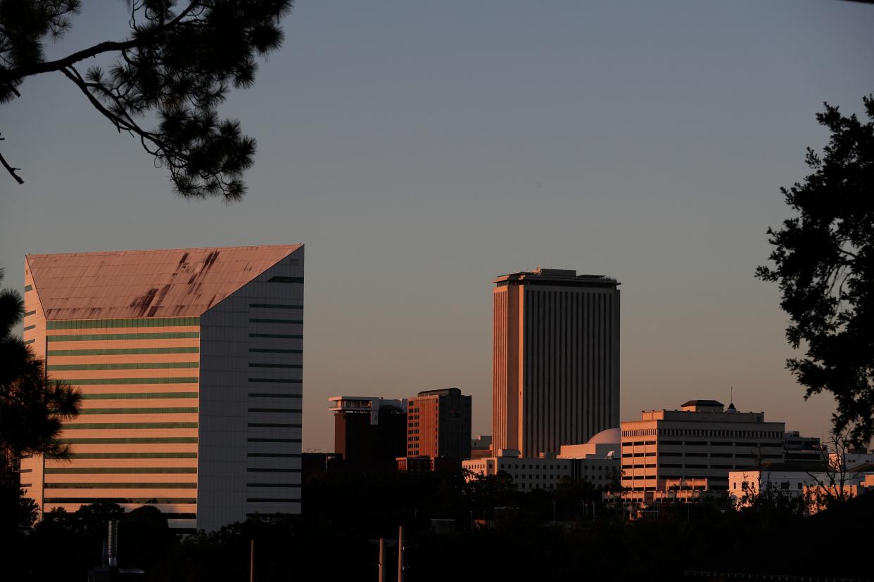 The sun sets on the Tallahassee skyline Tuesday, August 3, 2019.