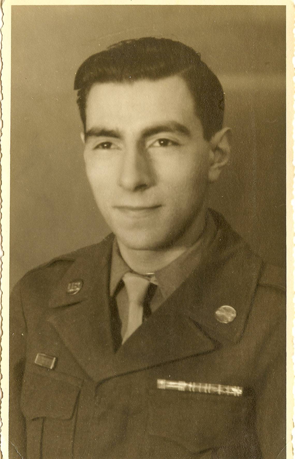 Cpl. Jerry Murad, 1944. He served as a half-track driver during the final year of World War II.