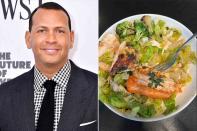 <p>The former Yankees star and current ESPN commentator broadcasted his healthy meal on social media. On Thursday, <a href="https://people.com/tag/alex-rodriguez/" rel="nofollow noopener" target="_blank" data-ylk="slk:A-Rod;elm:context_link;itc:0;sec:content-canvas" class="link ">A-Rod</a> shared a picture on his <a href="https://www.instagram.com/arod/" rel="nofollow noopener" target="_blank" data-ylk="slk:Instagram Story;elm:context_link;itc:0;sec:content-canvas" class="link ">Instagram Story</a> of a protein-packed salad topped with roasted broccoli, salmon and chicken.</p>
