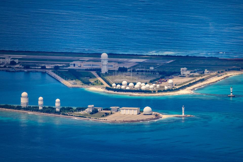 Military base on Fiery Cross Reef Spratly Islands South China Sea