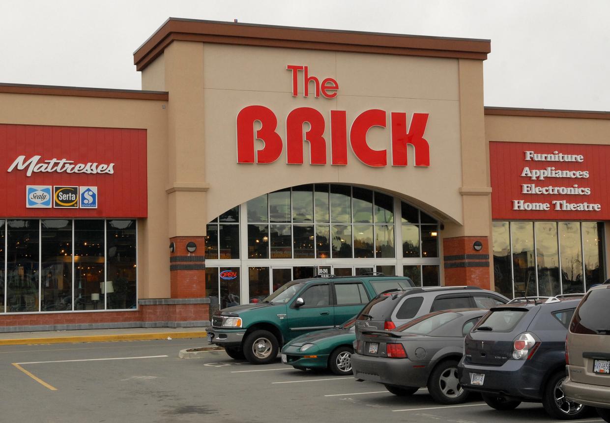 The Brick, a furniture, appliance, electronics and home theatre store in Langford, B.C. Langford is a municipality in the greater Victoria area. (The Canadian Press)