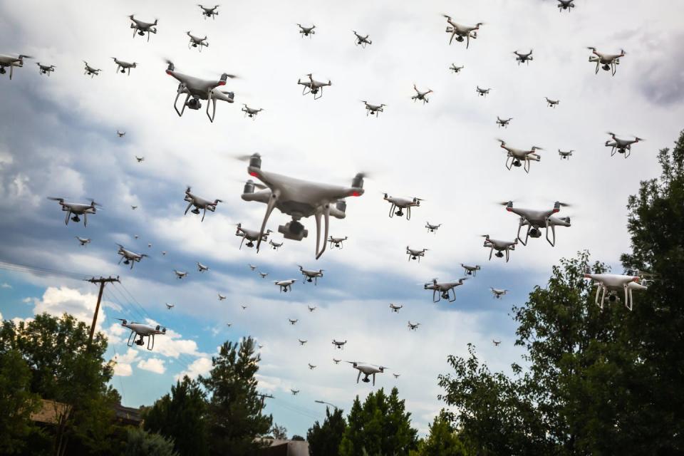 Drone swarms are a new and lethal weapon of war. (Shutterstock)