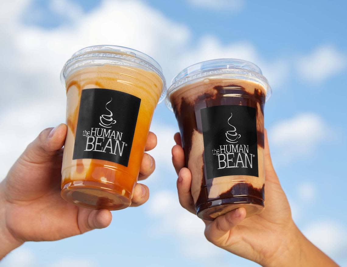 The Human Bean is open selling drinks like these on Shaw Avenue in Clovis.