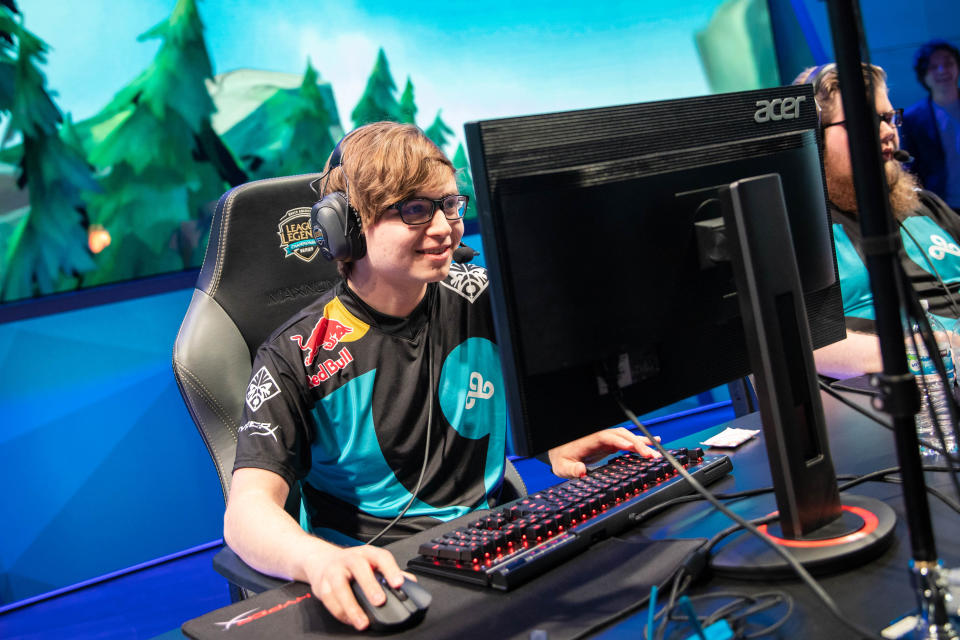 Zachary “Sneaky” Scuderi playing "League of Legends" at the 2018 North America LCS Regional Qualifiers in Los Angeles, California.