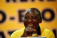 Deputy president of South Africa Cyril Ramaphosa reacts during the 54th National Conference of the ruling African National Congress (ANC) at the Nasrec Expo Centre in Johannesburg, South Africa December 17, 2017. REUTERS/Siphiwe Sibeko