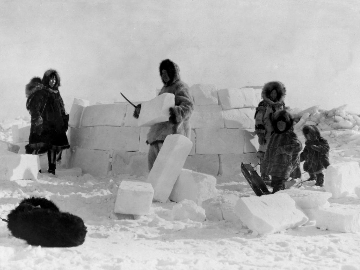 In frozen and other harsh environments where resources are sparse, traditional indigenous people had to innovate – whether by using ice to make buildings or using fish skin to make the leather, intestines to make sails or animal tusks to make harpoons (Wikimedia Commons)