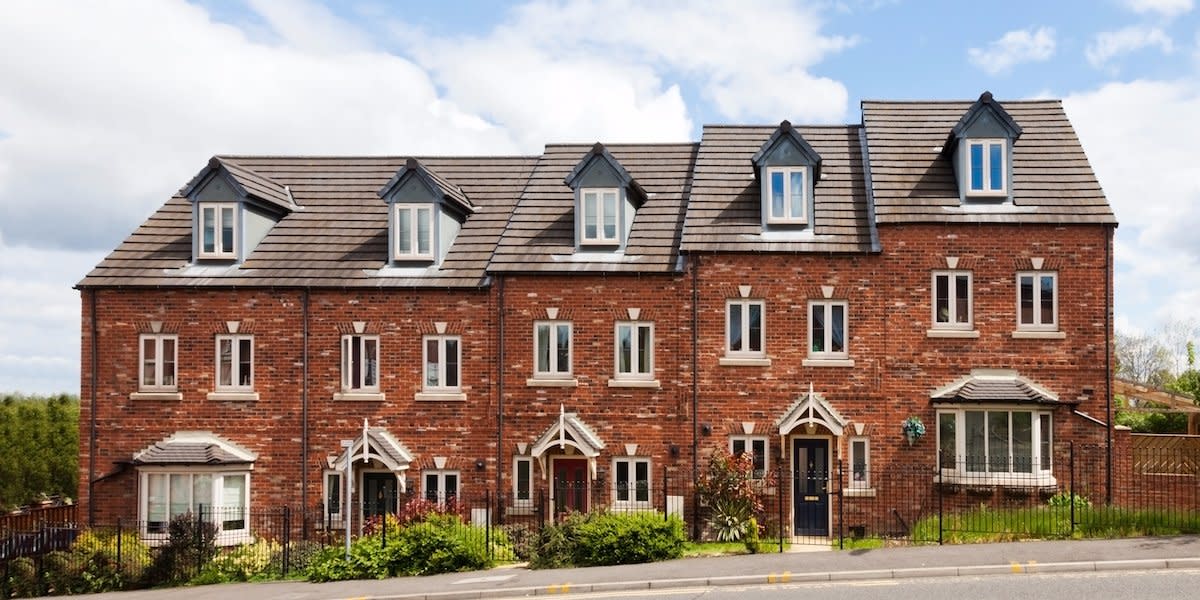 A row of new-build houses in England, UK