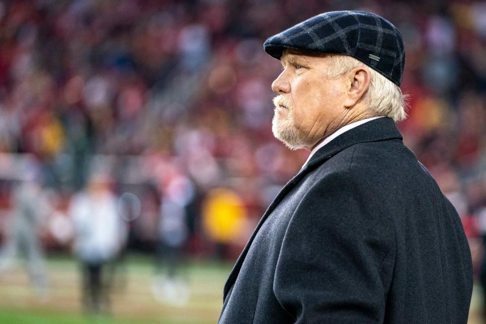 January 19, 2020; Santa Clara, California, USA; Terry Bradshaw during the third quarter in the NFC Championship Game between the San Francisco 49ers and the Green Bay Packers at Levi's Stadium. Mandatory Credit: Kyle Terada-USA TODAY Sports