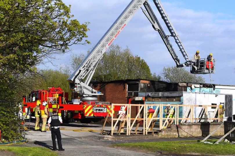 Merseyside Fire & Rescue Service at the scene on Lower Lane.(Pic Andrew Teebay).