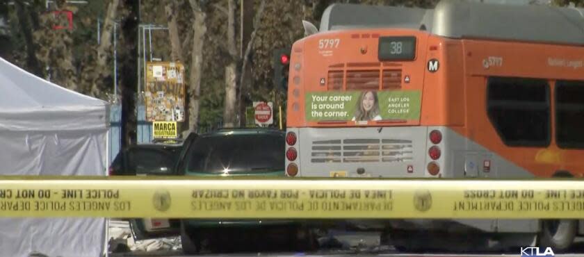 At least two people were killed after a minivan being pursued by police smashed into a bus. LAPD officials confirmed at a press conference on Sunday that police spotted one of the van's occupants tossing a gun out of the vehicle near the intersection of Central Avenue and the 10 Freeway around 5 a.m. Sunday.