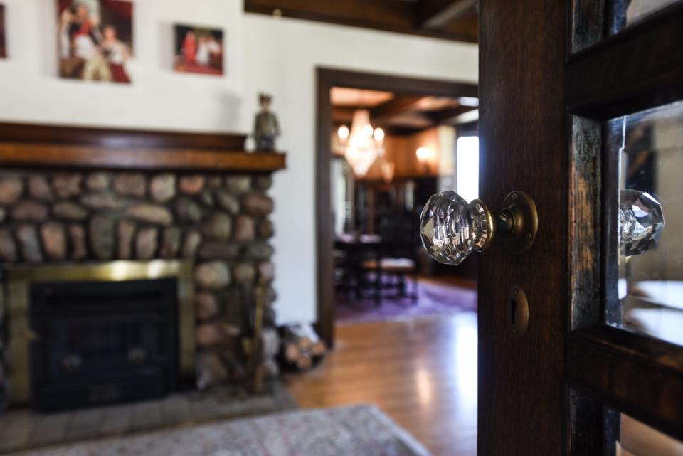 Antique decorative hardware inside Bill Darr's 1918 "storybook house" on South River Street in Eaton Rapids Tuesday, May 9, 2023.