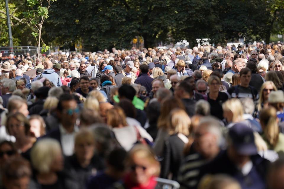 Members of the public in the queue at Southwark Park in London, as they wait to view Queen Elizabeth II lying in state ahead of her funeral on Monday. Picture date: Friday September 16, 2022. (PA Wire)