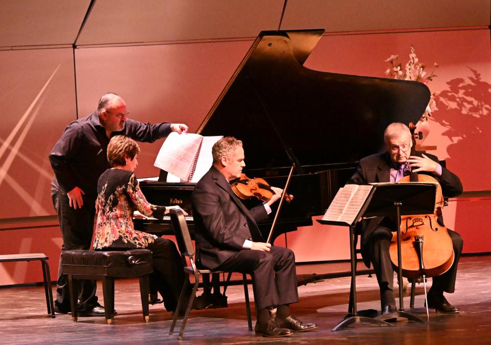 The classical Pacific Trio — pianist Edith Orloff, violinist Roger Wilkie and cellist John Walz — brought their brilliant playing to PS Concerts on Jan. 21, 2024.