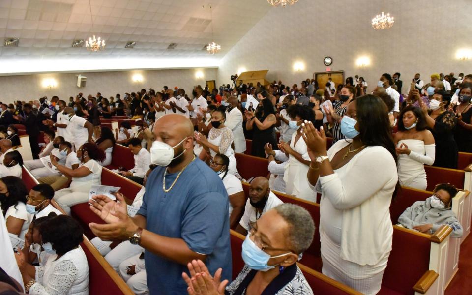 People attend the George Floyd Memorial in Raeford, North Carolina - ED CLEMENTE/POOL/EPA-EFE/Shutterstock