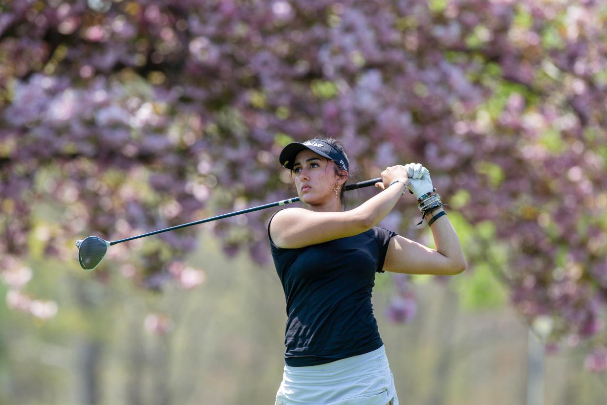 Marlboro's Kashish Malik competes during the Girls Varsity Shore Conference Tournament at Jumping Brook Country Club in Neptune, NJ Monday, April 29, 2024.