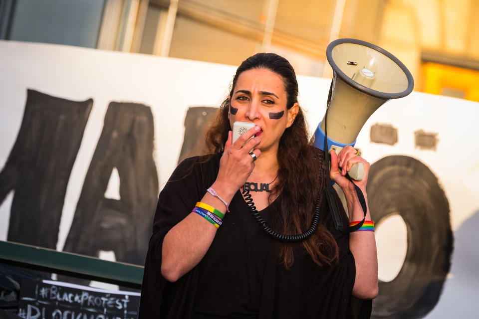 Women in Sweden protest at&nbsp;Malmo's town hall in solidarity with Polish women.&nbsp;