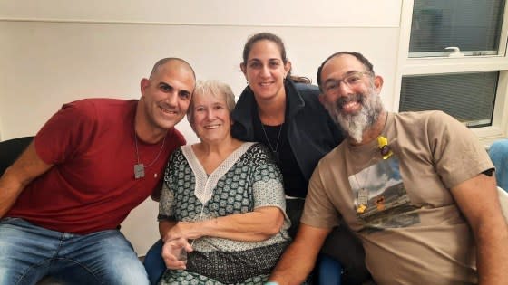 Margalit Moses, who was held hostage by Hamas from Oct. 7 to Nov. 24, reunited with her three children in Israel. <span class="copyright">Courtesy of Efrat Machikawa</span>