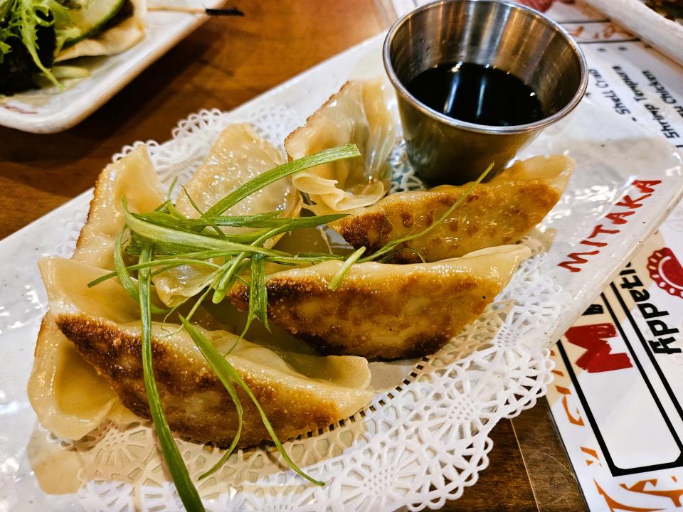 Pan-fried pork dumplings at Mitaka Japanese Ramen House in Bradenton photographed Sept. 1, 2023. Mitaka recently opened a new location in Ellenton.