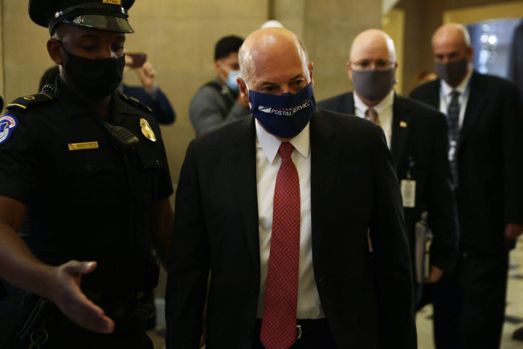 U.S. Postmaster General Louis Dejoy arrives at a meeting at the office of Speaker of the House Rep. Nancy Pelosi (D-CA) at the U.S. Capitol August 5, 2020 in Washington, DC. (Photo by Alex Wong/Getty Images)