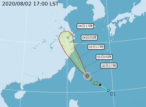 颱風路徑潛勢預報圖。（圖／翻攝自中央氣象局官網）