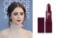 <p>Work your berry lipstick a la Lily Collins and you'll be guaranteed to get asked these two questions all evening: 1. 'Is that lipstick metallic?' 2. 'Did you put it on your eyes??' Answers - yes and yes. Give your going out out make-up a 2017 twist with a metallic finish lipstick that looks next level luxe. Then, smudge a little on to your eyelids to hit 2017 make-up trend no.2 - matchy-matchy eyes and lips. </p><p><strong>Try...</strong> Lipstick Queen Bête Noir Lipstick in Possessed Metal - £28 <a rel="nofollow noopener" href="https://www.net-a-porter.com/gb/en/product/600396/Lipstick_Queen/bete-noire-lipstick-possessed-metal" target="_blank" data-ylk="slk:SHOP;elm:context_link;itc:0;sec:content-canvas" class="link ">SHOP</a></p>