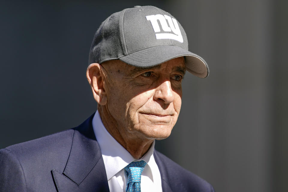 Tom Barrack leaves Brooklyn Federal Court, Wednesday, Nov. 2, 2022, in the Brooklyn borough of New York. Barrack, the onetime chair of the Trump's inaugural committee, is accused of using his “unique access” as a longtime friend of Trump to manipulate Trump's campaign — and later his Republican administration — to advance the interests of the UAE. (AP Photo/Julia Nikhinson)