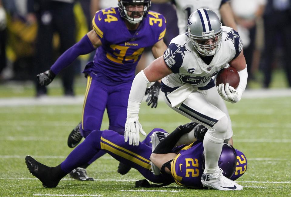 Thursday night was the first time Jason Witten didn't catch a pass in 130 games. This one was called back. (AP)