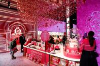 The newly-opened shop of Lancome on the Champs-Elysees avenue in Paris