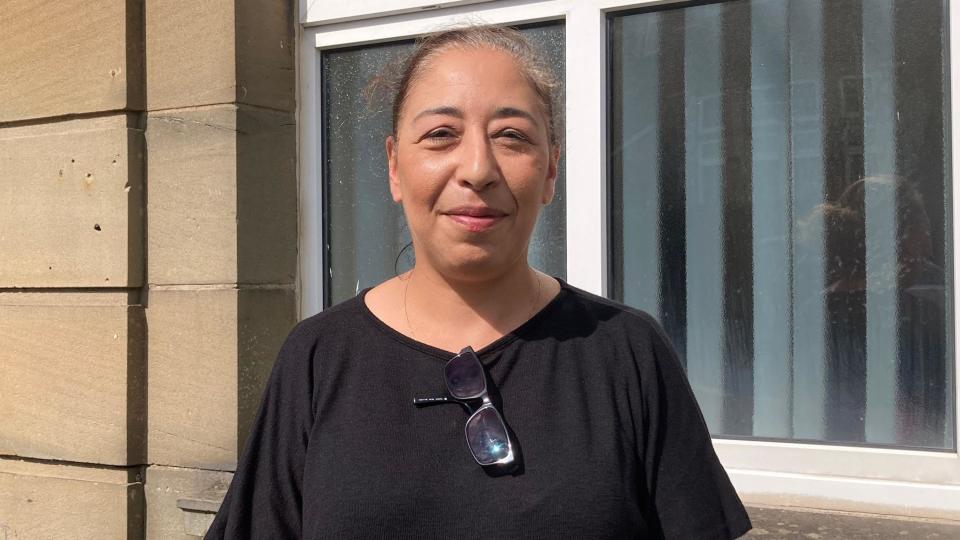 Ayette Bounouri, who tried to save John Rees's life, standing outside the inquest in Pontypridd