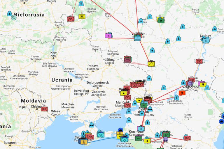 Así luce el mapa interactivo que muestra el movimiento de las tropas rusas en territorio ucraniano