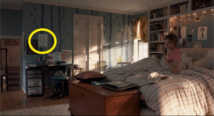 hazel's bedroom, with the hectic glow poster circled