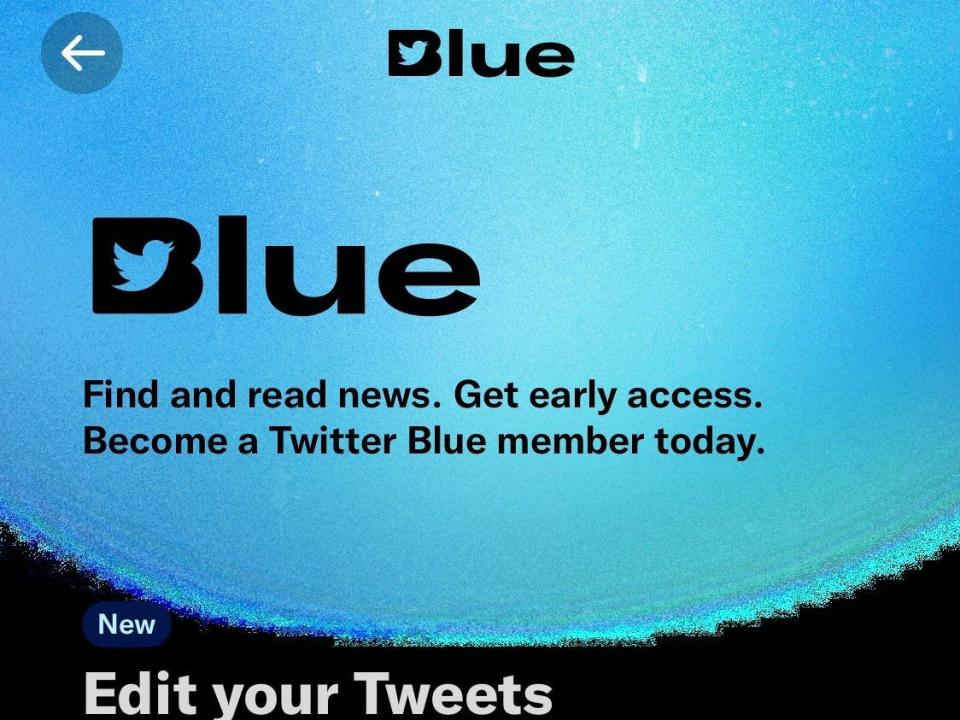 Twitter Blue sign-up page, where you can subscribe for 4.99 per month