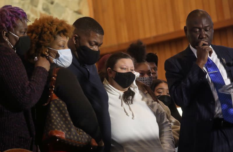 Attorney Ben Crump holds a news conference with the family of Daunte Wright