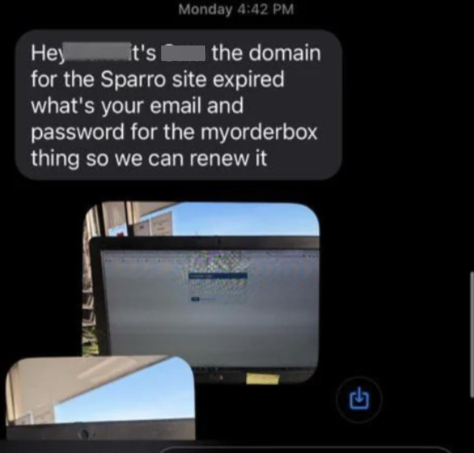 "what's your email and password for the myorderbox thing so we can renew it"