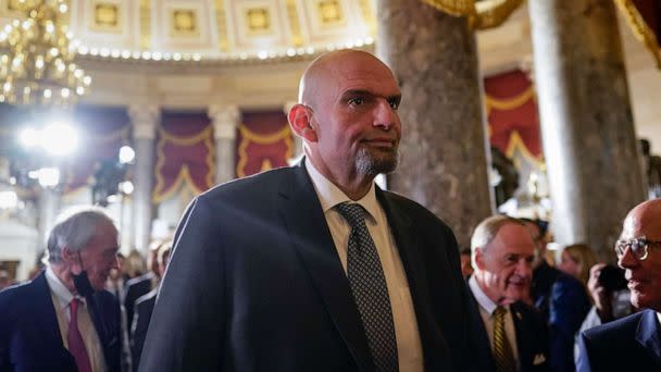 PHOTO: Sen. John Fetterman, D-Pa., arrives for President Joe Biden's State of the Union address to a joint session of Congress at the Capitol, Tuesday, Feb. 7, 2023, in Washington. (Carolyn Kaster/AP)