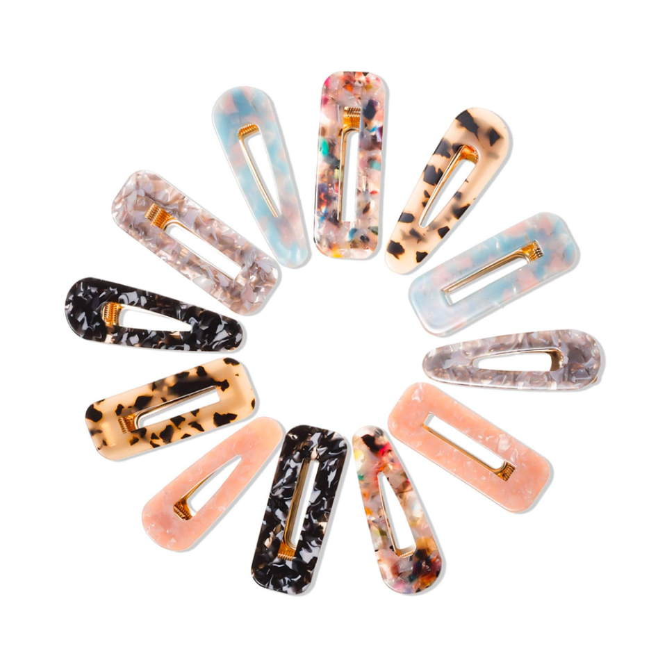 <p>Cridoz 12 Pcs Acrylic Resin Hair Barrettes</p><p>amazon.com</p><p>$14.99</p><p><a href="https://www.amazon.com/dp/B07QF6RDQB?tag=syn-yahoo-20&ascsubtag=%5Bartid%7C10049.a.25834946%5Bsrc%7Cyahoo-us" rel="nofollow noopener" target="_blank" data-ylk="slk:Shop Now;elm:context_link;itc:0;sec:content-canvas" class="link ">Shop Now</a></p><span class="copyright">Courtesy Image</span>