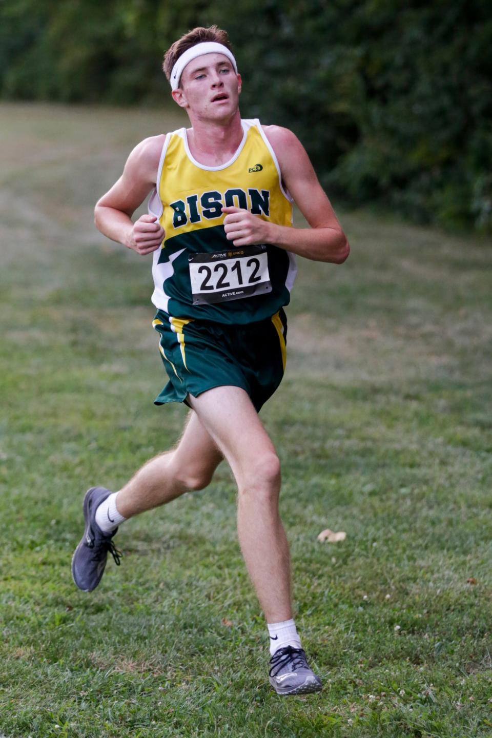 Benton Central's Harrison Wealing approaches the finish line during an IHSAA boys cross country meet, Tuesday, Aug. 25, 2020 in West Lafayette.