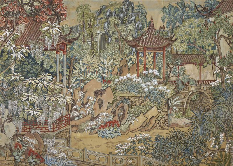  ▲郭雪湖1932年畫作「薰苑 色稿」。（圖／尊彩藝術中心提供） 