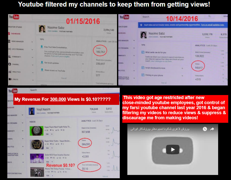 Nasim A. warf Youtube vor, ihre Videos zu unterdrücken