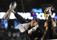 FILE - This Feb. 7, 2010, file photo shows New Orleans Saints head coach Sean Payton celebrating after the Saints defeated the Indianapolis Colts to win the Super Bowl, in Miami, Feb. 7, 2010. New Orleans Saints coach Sean Payton, whose 15-year tenure with the club included its only Super Bowl championship and also a one-season suspension stemming from the NFL’s bounty investigation, intends to retire from coaching. A person familiar with the situation told The Associated Press on Tuesday, Jan. 25, 2022, that the 58-year-old Payton was stepping down. The person spoke on condition of anonymity because the move was not going to be announced until a media availability later in the day. (AP Photo/Mark J. Terrill, File)